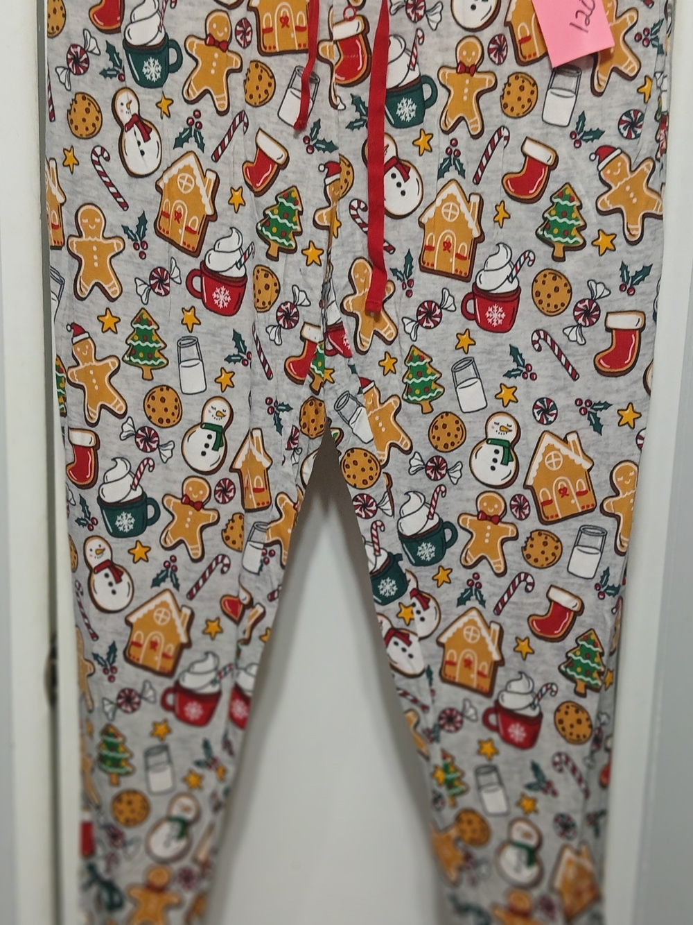 Kids Holiday Cookie-Print Pajama Pants - Gray